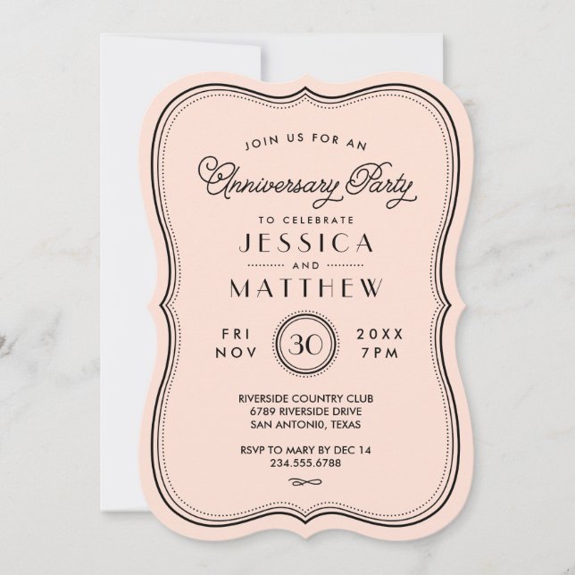 Invitation Fête d'anniversaire Art Déco Vintage Peach (Devant)
