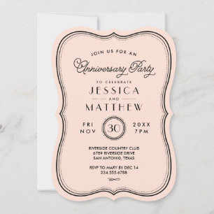 Invitation Fête d'anniversaire Art Déco Vintage Peach