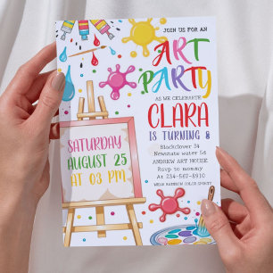 Invitation Fête d'anniversaire Artiste Peinture d'art