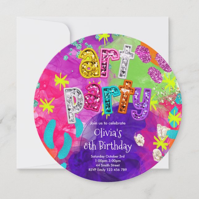 Invitation Fête d'anniversaire artistique (Devant)