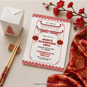 Invitation Fête d'anniversaire asiatique chinoise