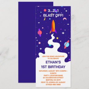 Invitation Fête d'anniversaire Astronaute Espace