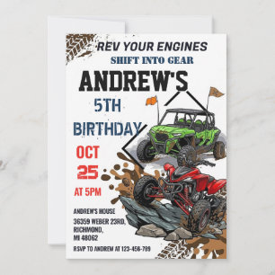 Invitation Fête d'anniversaire ATV 4 roues pour garçon