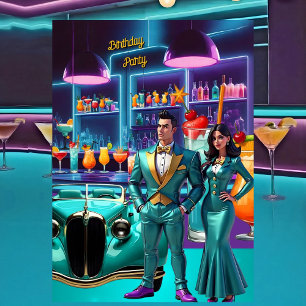 Invitation Fête d'anniversaire au bar à cocktails Drive-in Co