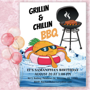 Invitation Fête d'anniversaire au BBQ Grillin And Chillin au 