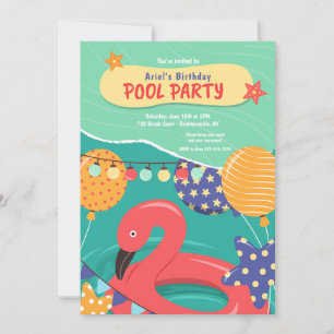 Invitation Fête d'anniversaire au bord de la piscine
