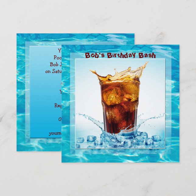Invitation Fête d'anniversaire au bord de la piscine (Devant / Derrière)