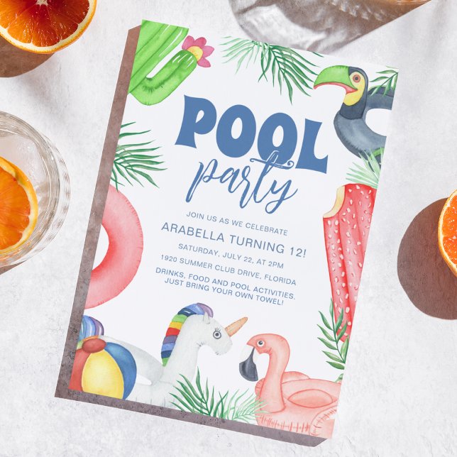 Invitation Fête d'anniversaire au bord de la piscine | Annive (Créateur téléchargé)