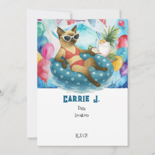 Invitation Fête d'anniversaire au bord de la piscine pour les
