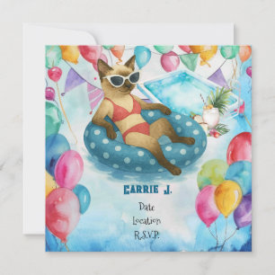 Invitation Fête d'anniversaire au bord de la piscine pour les