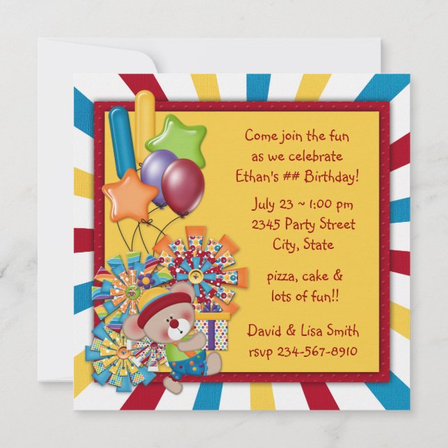 Invitation Fête d'anniversaire au cirque (Dos)