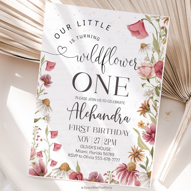 Invitation Fête d'anniversaire au jardin de fleurs sauvages (wildflower invitation, birthday invitation, garden party, floral design, pastel flowers, botanical, )