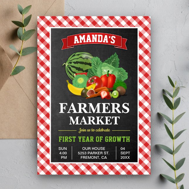 Invitation Fête d'anniversaire au marché des agriculteurs (Créateur téléchargé)