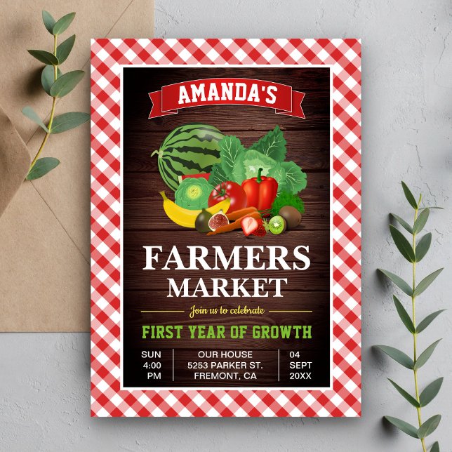 Invitation Fête d'anniversaire au marché des agriculteurs (Créateur téléchargé)