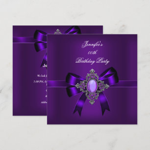 Invitation Fête d'anniversaire au nœud papillon violet élégan