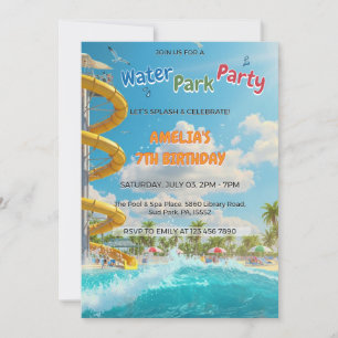 Invitation Fête d'anniversaire au parc aquatique Summer Splas
