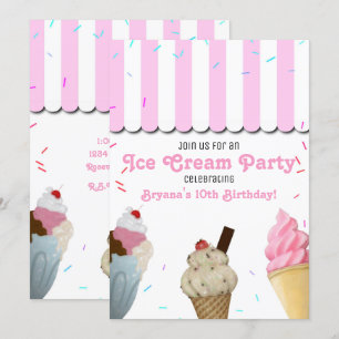 Invitation Fête d'anniversaire au salon de glace rose I