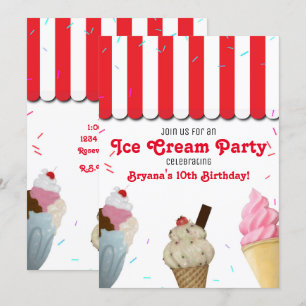 Invitation Fête d'anniversaire au salon de glace rouge célébr