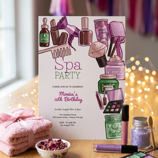 Invitation Fête d'anniversaire au spa de beauté (Créateur téléchargé)