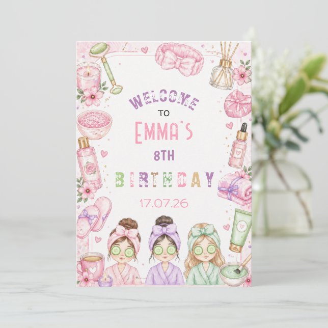 Invitation Fête d'anniversaire au spa pour filles Déguisement (Debout devant)