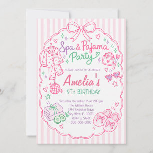 Invitation Fête d'anniversaire au Spa Rose et Pyjama