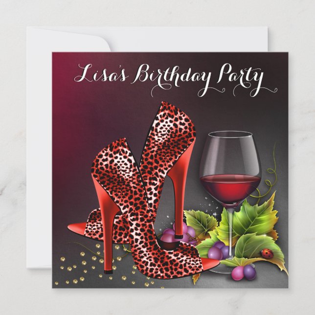 Invitation Fête d'anniversaire au vin rouge (Devant)
