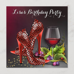 Invitation Fête d'anniversaire au vin rouge