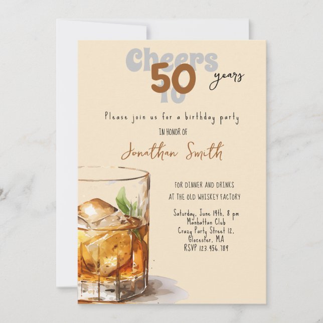 Invitation Fête d'anniversaire au whisky  (Devant)