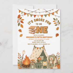 Invitation Fête d'anniversaire autour d'un feu de camp automn