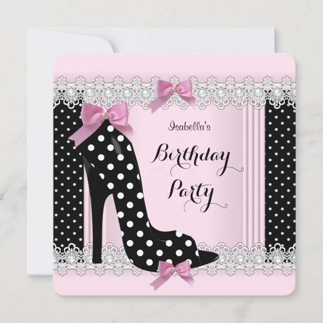 Invitation Fête d'anniversaire aux chaussures à talons avec p (Devant)
