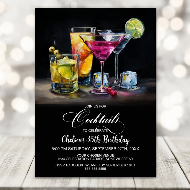 Invitation Fête d'anniversaire aux cocktails colorés (Créateur téléchargé)