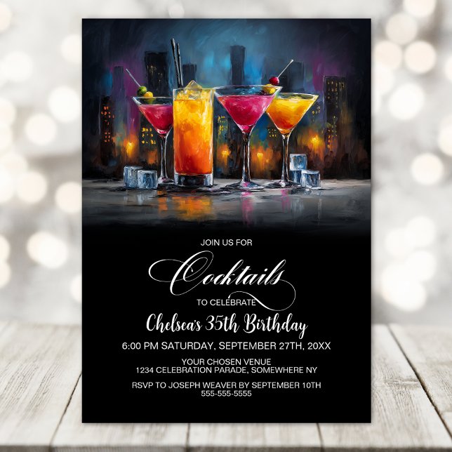 Invitation Fête d'anniversaire aux cocktails colorés (Créateur téléchargé)