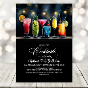 Invitation Fête d'anniversaire aux cocktails colorés