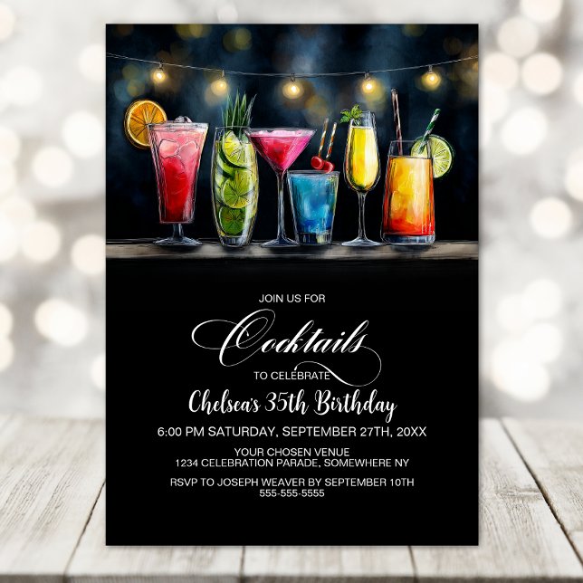 Invitation Fête d'anniversaire aux cocktails colorés (Créateur téléchargé)