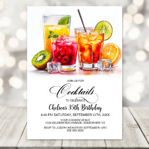 Invitation Fête d'anniversaire aux cocktails colorés