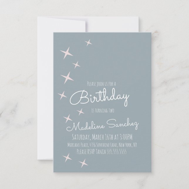 Invitation Fête d'anniversaire aux couleurs atténuées avec de (Devant)