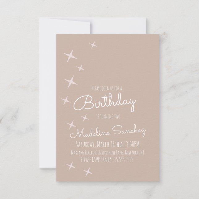 Invitation Fête d'anniversaire aux couleurs pastel avec des é (Devant)