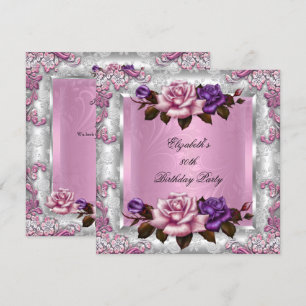 Invitation Fête d'anniversaire aux élégantes roses lilas rose