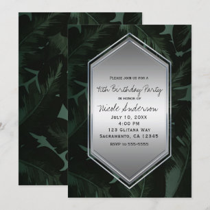 Invitation Fête d'anniversaire aux feuilles de palmiers tropi