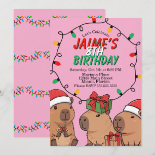 Invitation Fête d'anniversaire aux lumières de Noël de capyba