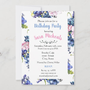 Invitation Fête d'anniversaire aux Roses de Cottage