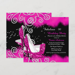 Invitation Fête d'anniversaire aux sublimes escarpins roses