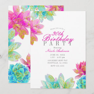Invitation Fête d'anniversaire aux succulentes de jardin sarc