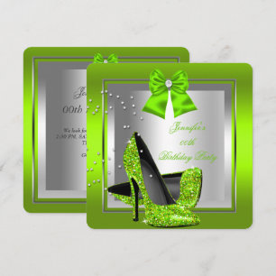 Invitation Fête d'anniversaire aux talons hauts vert citron p