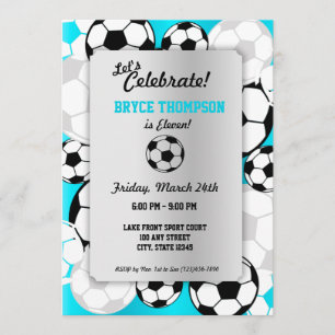 Invitation Fête d'anniversaire avec ballon de football