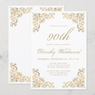 Invitation Fête d'anniversaire avec cadre doré élégant