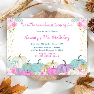 Invitation Fête d'anniversaire avec confettis de citrouilles