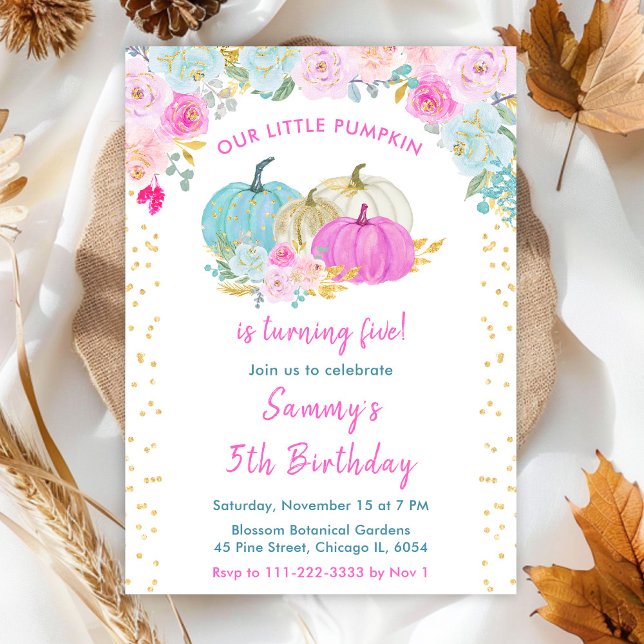 Invitation Fête d'anniversaire avec confettis de citrouilles  (Créateur téléchargé)