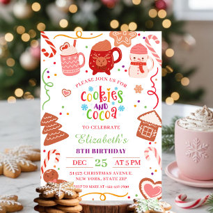 Invitation Fête d'anniversaire avec de mignons cookies de Noë