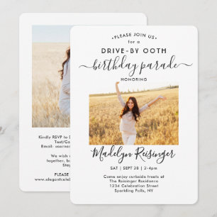 Invitation Fête d'anniversaire avec défilé en voiture à 2 pho
